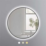 Gương tròn 60x60 cm led 3 màu khung nhôm đen Led/sấy Ecod/EGK6060