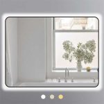 Gương chữ nhật 60x80 cm led 3 màu khung nhôm đen Ecod/EGK6080 LED