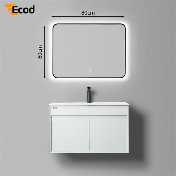 Gương chữ nhật 60x80 cm led 3 màu khung nhôm đen - EGK6080 LED/Sấy