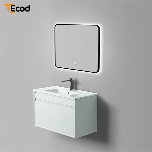 Gương chữ nhật 60x80 cm led 3 màu khung nhôm đen - EGK6080 LED/Sấy