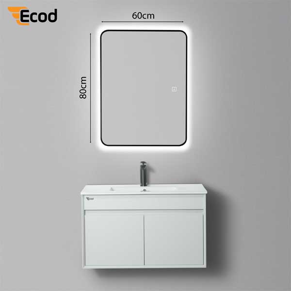Gương chữ nhật 60x80 cm led 3 màu khung nhôm đen - EGK6080 LED/Sấy