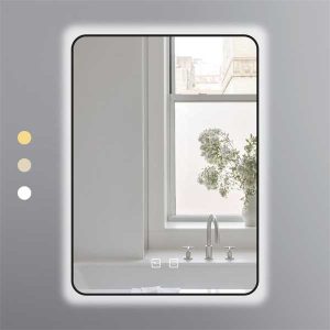 Gương chữ nhật 50x70 led 3 màu khung nhôm đen Ecod/EGKS5070