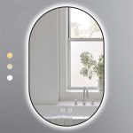 Gương Oval 50x80 cm led 3 màu khung nhôm đen Ecod/EGKS5080