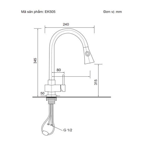 Vòi Bếp Nóng Lạnh EK505
