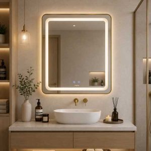 Gương LED khung Aluminum mạ vàng AMY AMDP 280