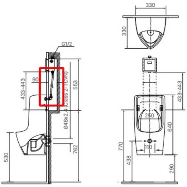 Bồn tiểu nam Inax AU-431VAC treo tường 4 Bồn tiểu nam Inax AU-431VAC