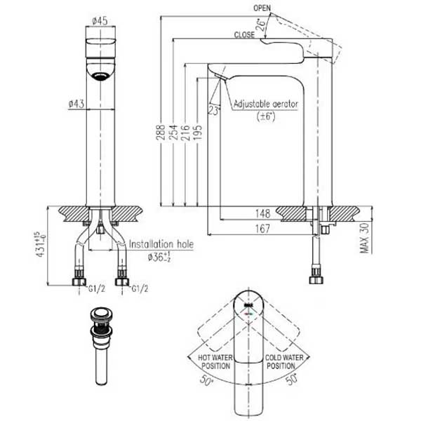 Vòi chậu lavabo nóng lạnh INAX LFV-612SH-2 2 Vòi chậu lavabo nóng lạnh INAX LFV-612SH-2