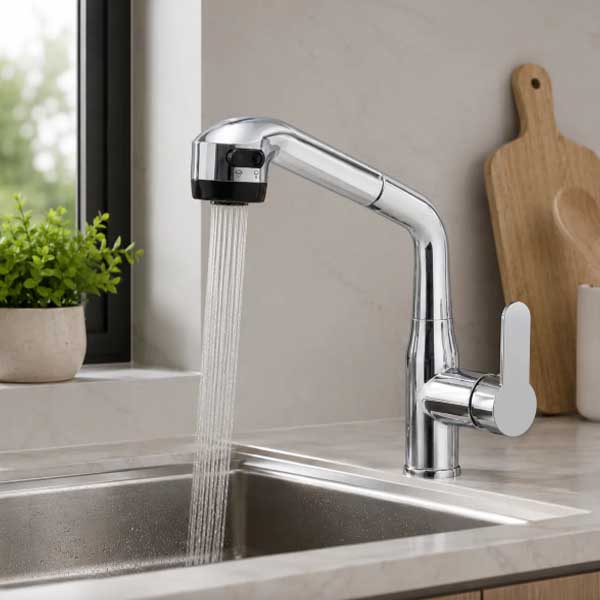 Vòi rửa bát nóng lạnh dây rút AMY AM7006 2 Vòi rửa bát nóng lạnh dây rút AMY AM7006