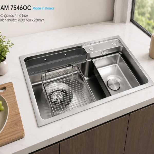 Chậu rửa 1 hố Inox AMY AM 7546OC