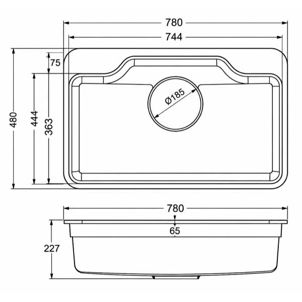 Chậu rửa 1 hố đại dương vành AMY - AM 7848 3 Chậu rửa 1 hố đại dương vành AMY - AM 7848