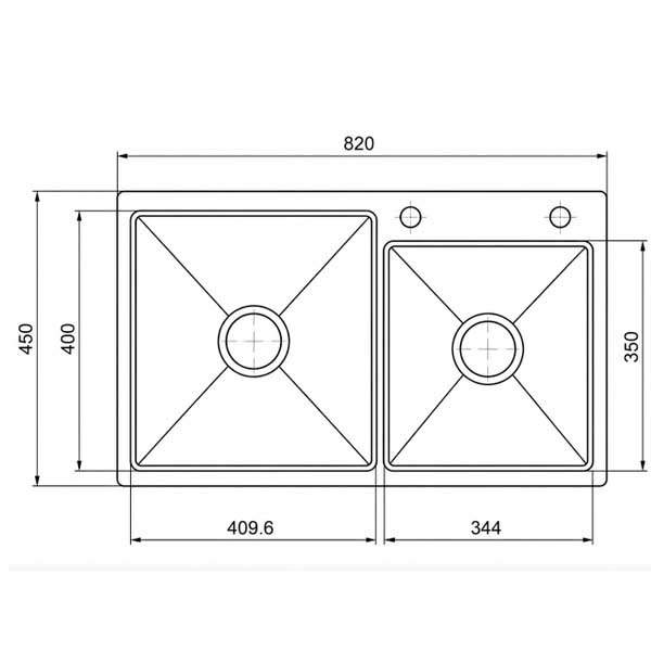Chậu rửa bát thủ công AMY AM 8238 3 Chậu rửa bát thủ công AMY AM 8238