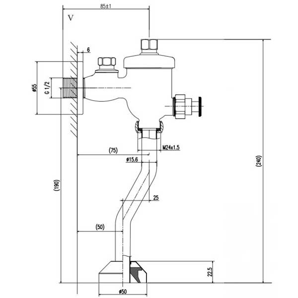 Van xả tiểu kiểu nhấn INAX UF-8V-0.5