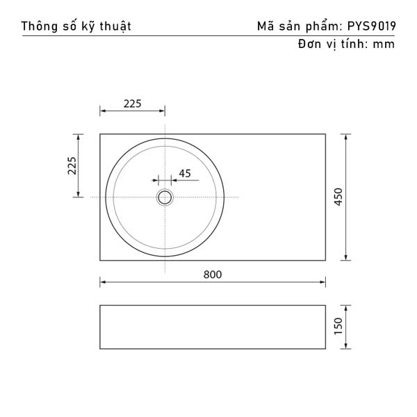 Chậu bàn đá Solid surface Ecod-PYS9019 4 Chậu bàn đá Solid surface Ecod-PYS9019