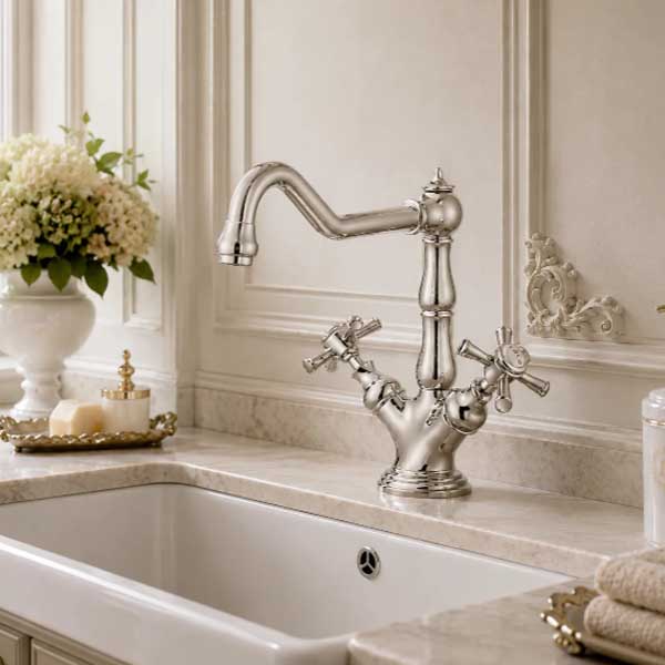 Vòi lavabo nóng lạnh 1 lỗ mạ Crôm CLASSIC 60C4088MAC 2 Vòi lavabo nóng lạnh 1 lỗ mạ Crôm CLASSIC 60C4088MAC