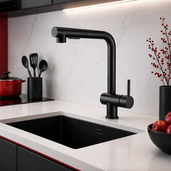 Vòi bếp nóng lạnh rút dây màu Niken Đen CLASSIC KNN1388 2 Vòi bếp nóng lạnh rút dây màu Niken Đen CLASSIC KNN1388