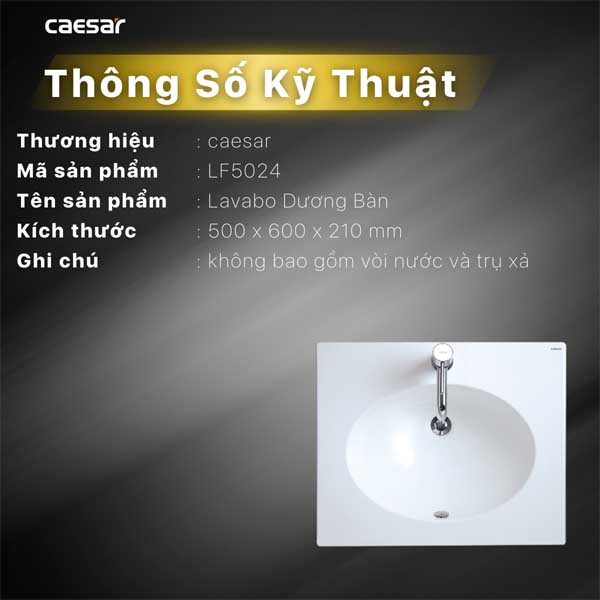 Chậu Rửa Lavabo Treo Tường - Đặt Bàn CAESAR LF5024 12 Chậu Rửa Lavabo Treo Tường - Đặt Bàn CAESAR LF5024