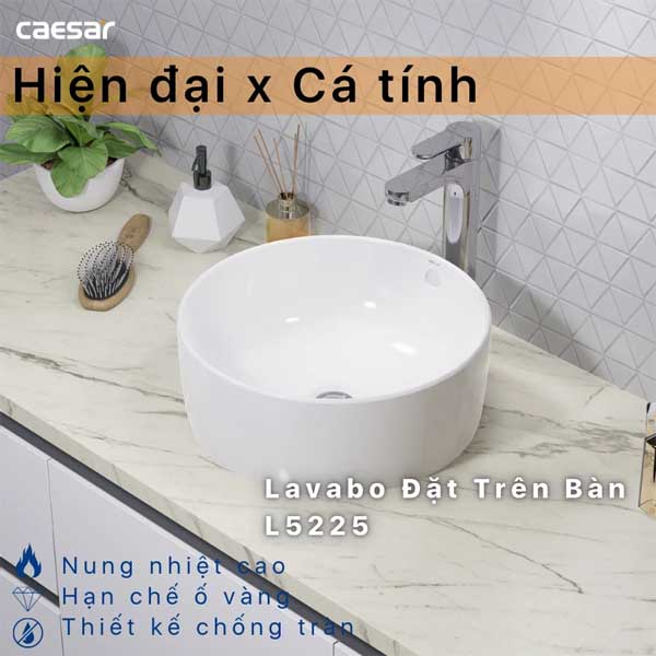 Chậu Rửa Mặt Lavabo đặt bàn tròn Caesar L5225