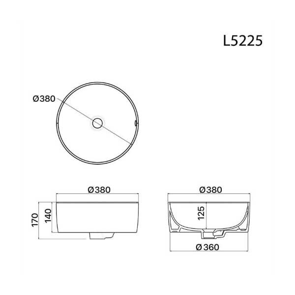 Chậu Rửa Mặt Lavabo đặt bàn Caesar L5225 13 Chậu Rửa Mặt Lavabo đặt bàn tròn Caesar L5225