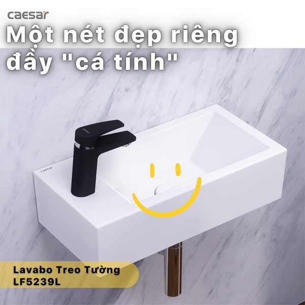 Chậu Lavabo Vòi Trái Treo Tường CAESAR LF5239L Đặt Bàn 