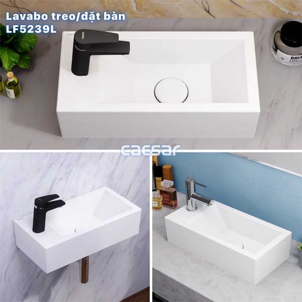 Chậu Lavabo Vòi Trái Treo Tường CAESAR LF5239L Đặt Bàn 13 Chậu Lavabo Vòi Trái Treo Tường CAESAR LF5239L Đặt Bàn