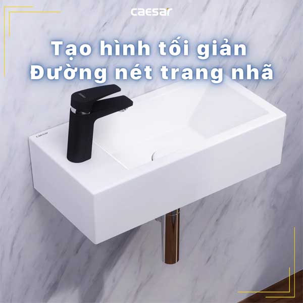 Chậu Lavabo Vòi Trái Treo Tường CAESAR LF5239L Đặt Bàn 