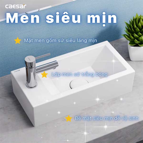 Chậu Lavabo Vòi Trái Treo Tường CAESAR LF5239L Đặt Bàn 