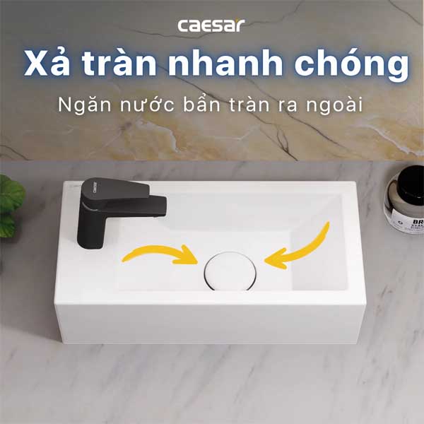 Chậu Lavabo Vòi Trái Treo Tường CAESAR LF5239L Đặt Bàn 