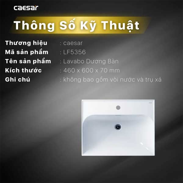 Chậu Rửa Mặt Lavabo Dương Vành CAESAR LF5356 6 Chậu Rửa Mặt Lavabo Dương Vành CAESAR LF5356