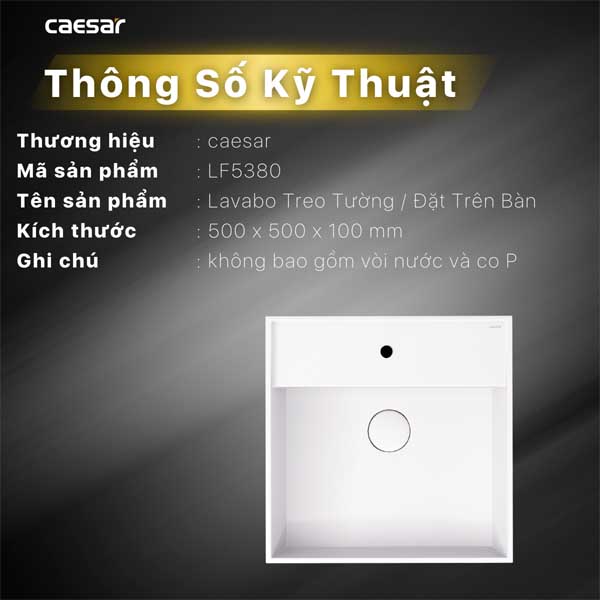 Chậu Rửa Lavabo Treo Tường - Đặt Bàn CAESAR LF5380