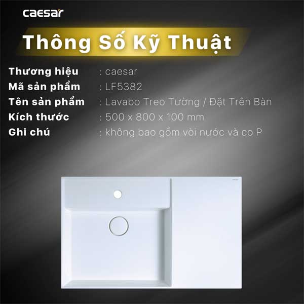 Chậu Rửa Lavabo Treo Tường - Đặt Bàn CAESAR LF5382