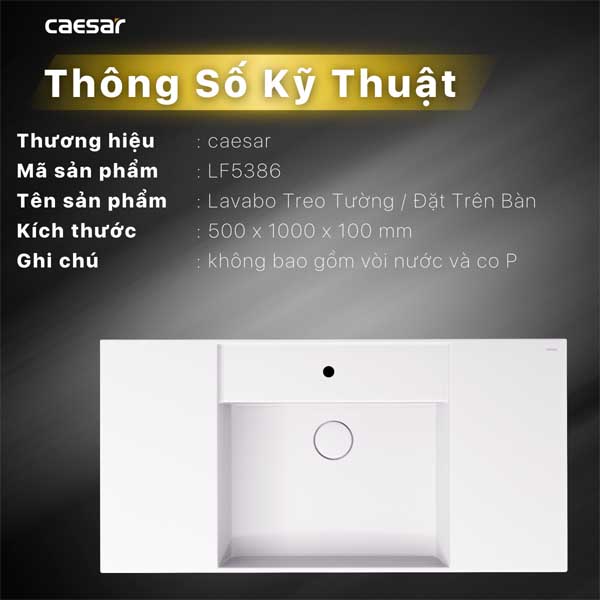 Chậu Rửa Lavabo Treo Tường - Đặt Bàn CAESAR  LF5386