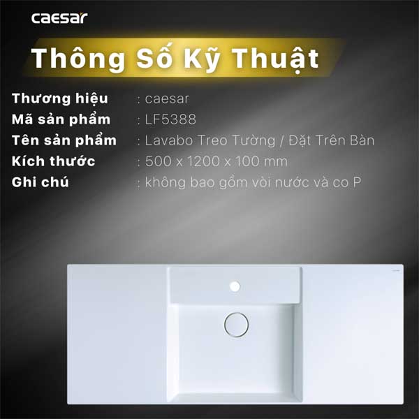 Chậu Rửa Lavabo Treo Tường - Đặt Bàn CAESAR LF5388 8 Chậu Rửa Lavabo Treo Tường - Đặt Bàn CAESAR LF5388