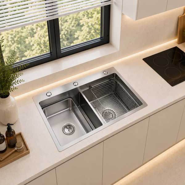 Chậu rửa hai hố cân giật cấp CLASSIC DS8248