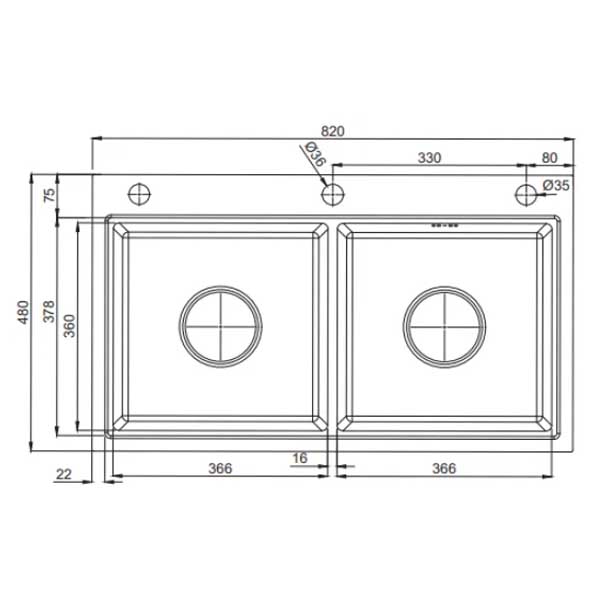 Chậu rửa hai hố cân giật cấp CLASSIC DS8248