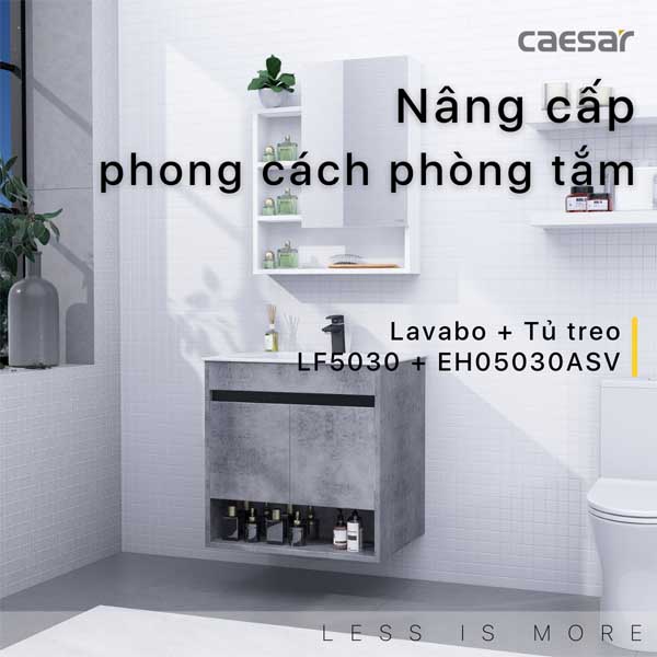 Bộ Tủ Chậu Lavabo Treo Tường Caesar LF5030 + EH05030ASV 