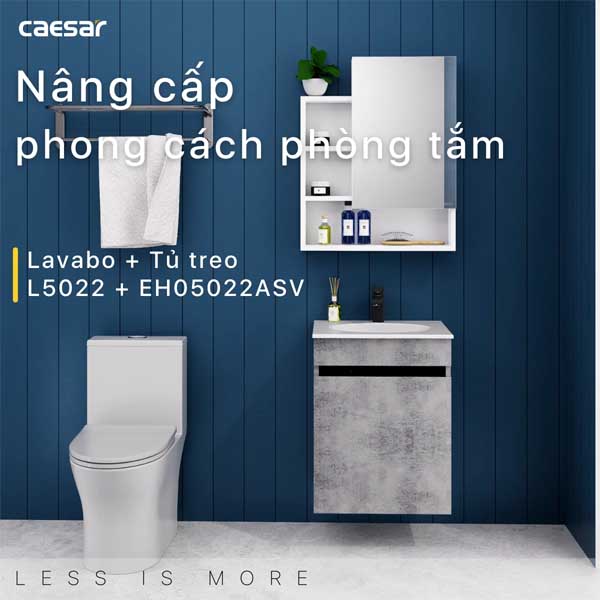 Bộ Tủ Chậu Lavabo Treo Tường Caesar L5022 + EH05022ASV 