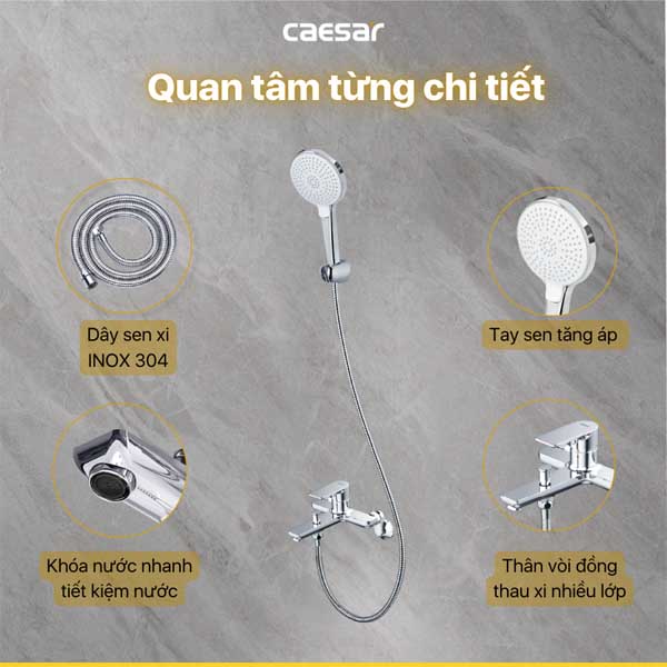 Vòi Sen Caesar Nóng Lạnh 3 Chế Độ S503C