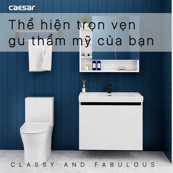 Bộ Tủ Chậu Lavabo Treo Tường Caesar LF5357 + EH15357CRW7V 