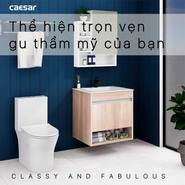 Bộ Tủ Chậu Lavabo Treo Tường Caesar LF5030 + EH15030AW7V