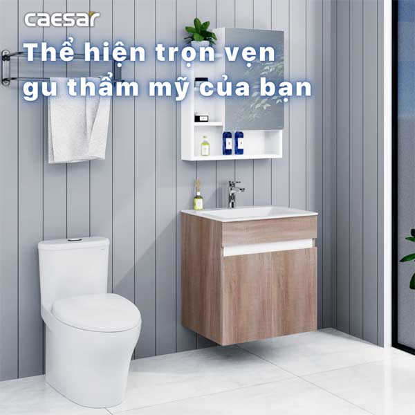 Bộ Tủ Chậu Lavabo Treo Tường Caesar LF5017 + EH15017AW7V 