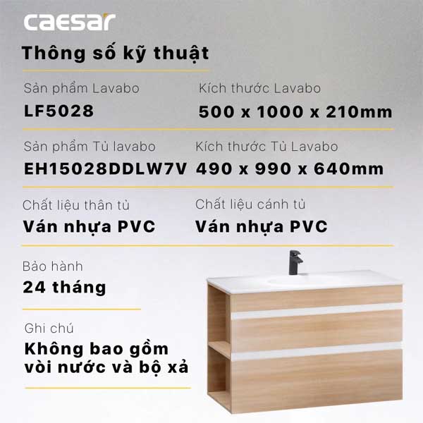 Bộ Tủ Chậu Lavabo Caesar LF5028 + EH15028DDLW7V