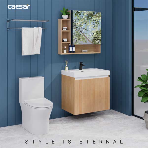 Bộ Tủ Chậu Lavabo Treo Tường Caesar LF5357 + EH15357CRW7V 