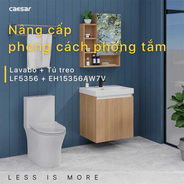 Bộ Tủ Chậu Lavabo Treo Tường Caesar LF5356 + EH15356AW7V
