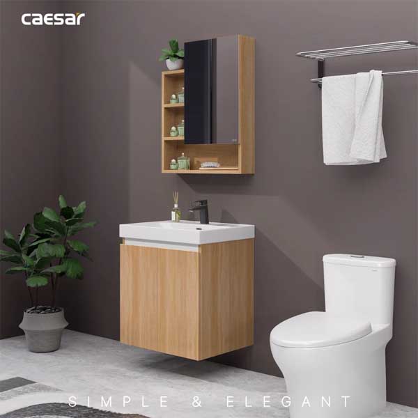 Bộ Tủ Chậu Lavabo Treo Tường Caesar LF5356 + EH15356AW7V