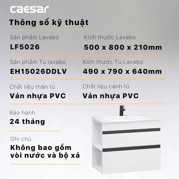 Bộ Tủ Chậu Lavabo LF5026 + EH15026DDLV