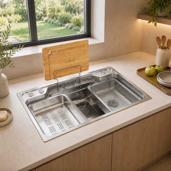 Chậu rửa 01 hố mặt nhám giật cấp CLASSIC DS7546