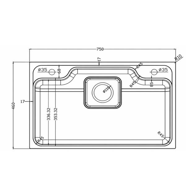 Chậu rửa 01 hố mặt nhám giật cấp CLASSIC DS7546 3 Chậu rửa 01 hố mặt nhám giật cấp CLASSIC DS7546