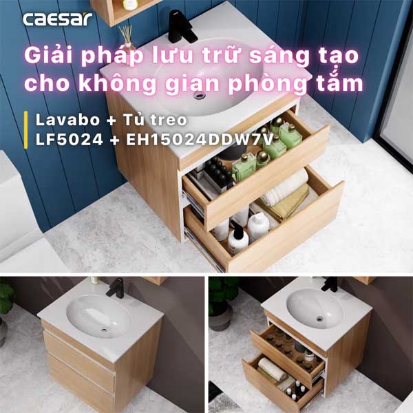 Bộ Tủ Chậu Lavabo Caesar LF5024 + EH15024DDW7V 7 Bộ Tủ Chậu Lavabo LF5024 + EH15024DDW7V