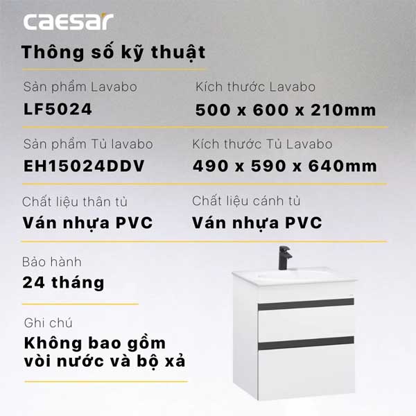 Bộ Tủ Chậu Lavabo Caesar LF5024 + EH15024DDV 