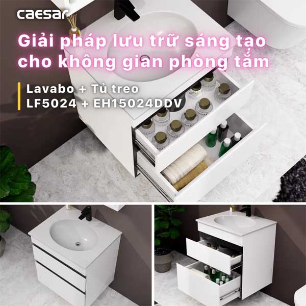 Bộ Tủ Chậu Lavabo Caesar LF5024 + EH15024DDV 8 Bộ Tủ Chậu Lavabo Caesar LF5024 + EH15024DDV